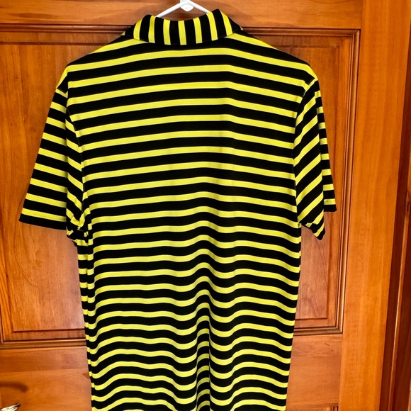Men's Nike Golf Dri-Fit Short Sleeve Polo, Size Medium, Black & Yellow Striped - Picture 2 of 10